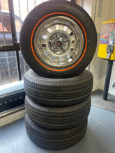 Load image into Gallery viewer, Factory Red Wall Tyre an Twelve Slot Rim Package - Silver/Argent 12 Slot and 14 x 6