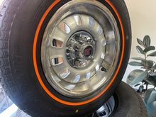 Load image into Gallery viewer, Factory Red Wall Tyre an Twelve Slot Rim Package - Silver/Argent 12 Slot and 14 x 6