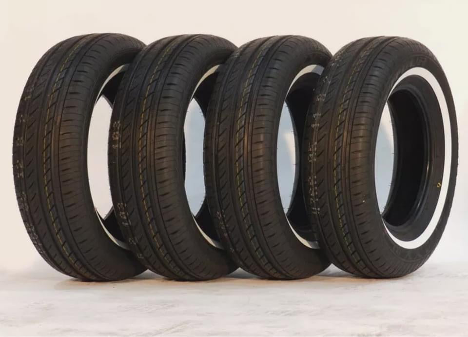 Set Of 4 White Band Tyres 19570r14 Whitewall Galaxy White Wall Early