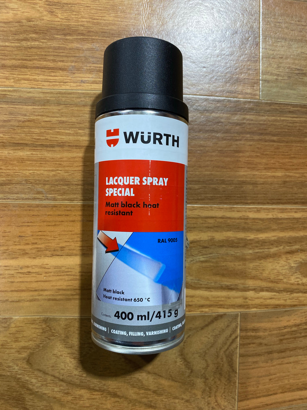 Wurth Matt Black Paint Lacquer Spray - HEAT PROOF