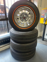 Load image into Gallery viewer, Factory Red Wall Tyre an Twelve Slot Rim Package - Silver/Argent 12 Slot and 14 x 6
