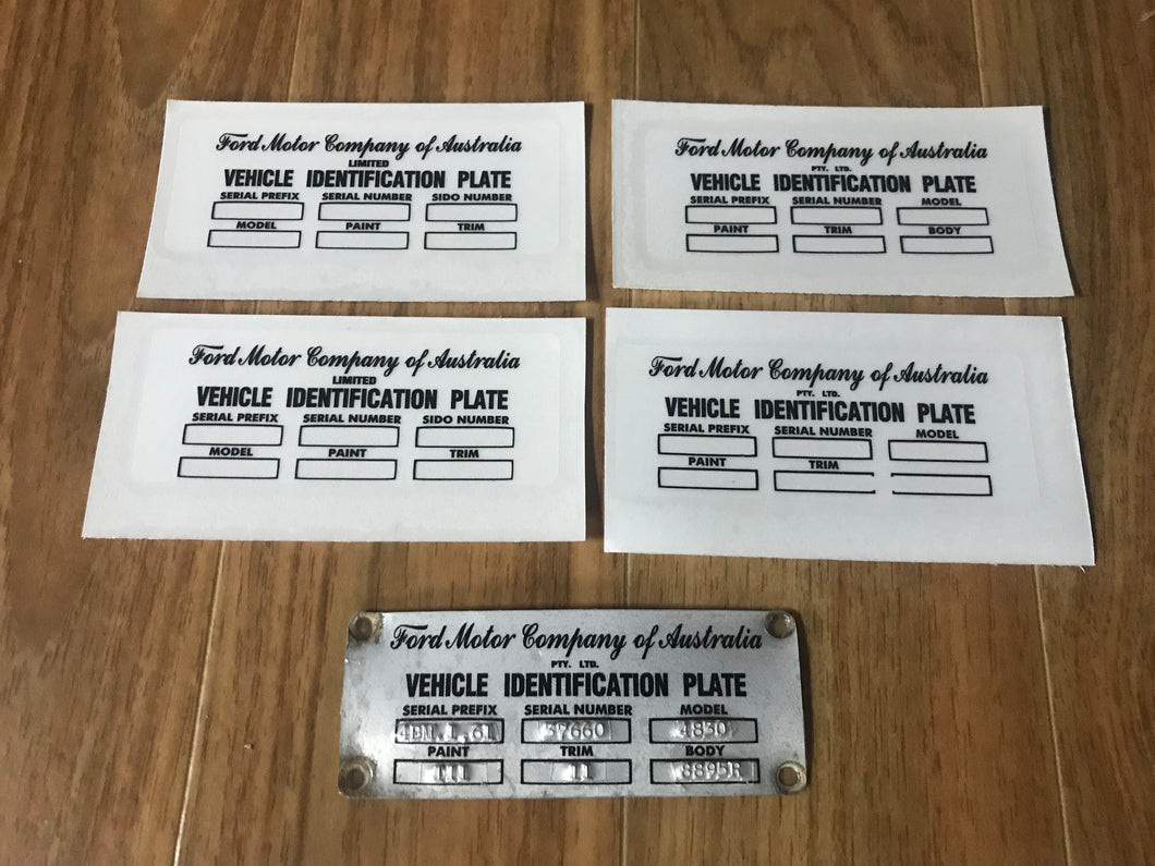 ID Plate Decal Kit