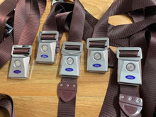 Load image into Gallery viewer, New Reproduction Set of 5 XW XY Burgundy Seat Belts
